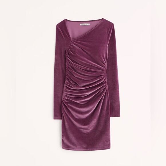 Abercrombie & Fitch Women Medium Velvet Stretch Mini Dress Ruched Holiday Formal - Picture 1 of 9